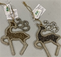 Wooden Beaded Deer Silver/Gold Christmas Tree Ornament 2 Assorted *SALE* - 12ct Case