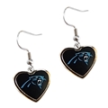 Carolina Panthers NFL Color Heart Silver Dangle Earrings