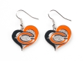 Chicago Bears NFL Silver Swirl Heart Dangle Earrings