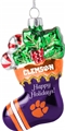 Clemson Tigers NCAA Blown Glass Glitter Stocking Ornament - 6 Count Case