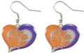 Clemson Tigers NCAA Swirl Heart Dangle Earrings