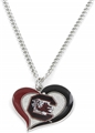 South Carolina Gamecocks Swirl Heart NCAA Silver Pendant Necklace