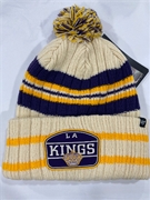Los Angeles Kings Vintage NHL Natural Hone Patch Knit Cuff Pom *NEW*