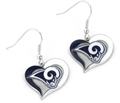 Los Angeles Rams (old) NFL Silver Swirl Heart Dangle Earrings