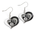 Brooklyn Nets NBA Swirl Heart Dangle Earrings