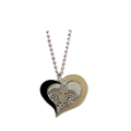 New Orleans Saints Swirl Heart NFL Silver Team Pendant Necklace