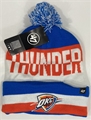 Oklahoma City Thunder NBA Blue Raz Split Text Knit Cuff Cap w/ Pom