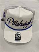Pitt Panthers Vintage NCAA White Overhand Hitch Mesh Snapback Hat *NEW*