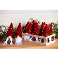 Plush Gnome with Sequin Hat Ornament set of 12 in Wood Tray *SALE*