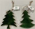 Green Glazed Wooden Christmas Tree Onament 2 Assorted *SALE* - 12ct Case