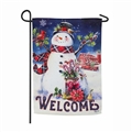 Christmas Barn Snowman 2-Sided Garden Suede Flag