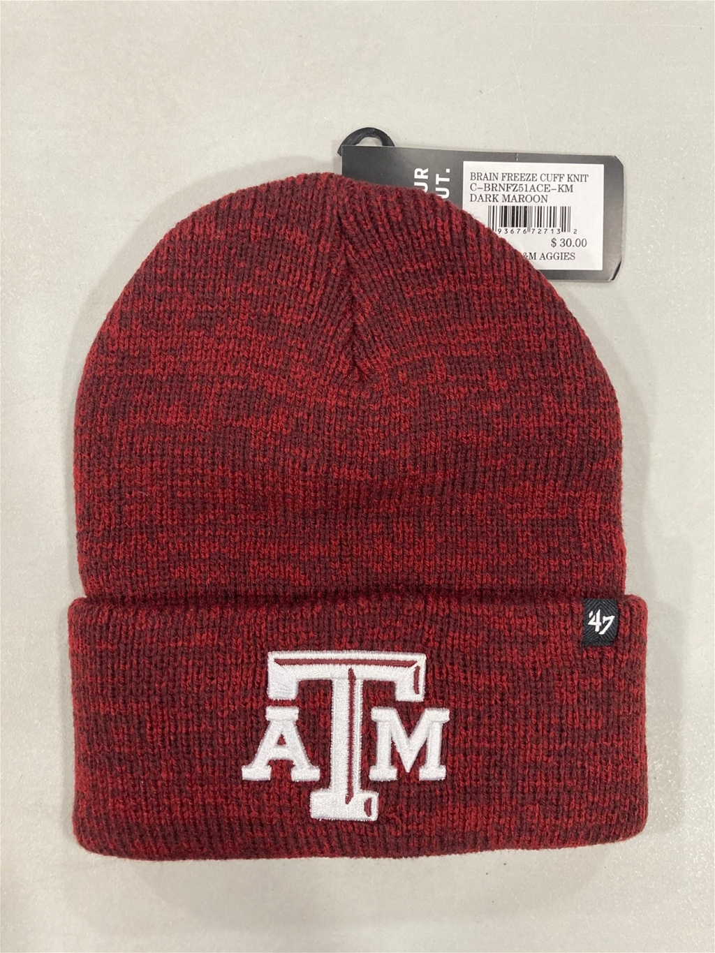 Texas A&M Aggies NCAA Dark Maroon Brain Freeze Knit Cuff Cap *NEW*