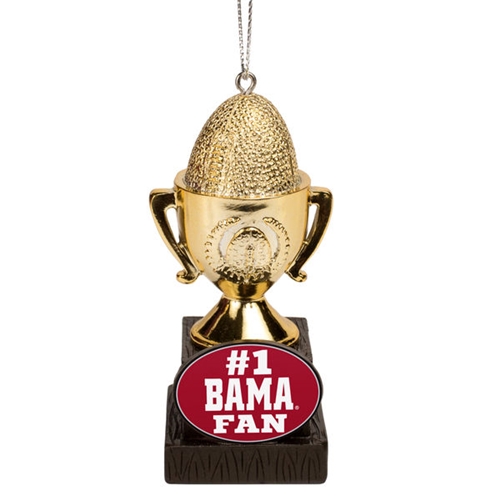 Alabama Crimson Tide NCAA Bama #1 Fan Trophy Ornament - 4 Count Case