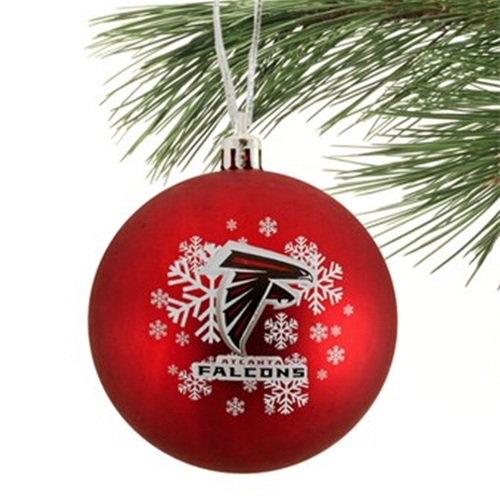 Atlanta Falcons NFL Snowflake Red Shatter-Proof Ball Ornament - 6ct Case