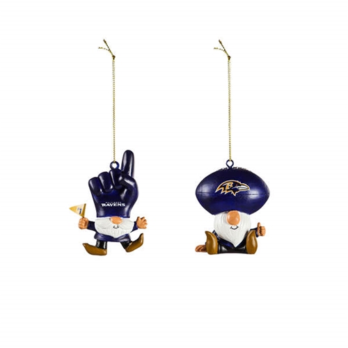 Baltimore Ravens NFL Gnome Fan Ornament 2 Assorted *NEW* - 6ct Case