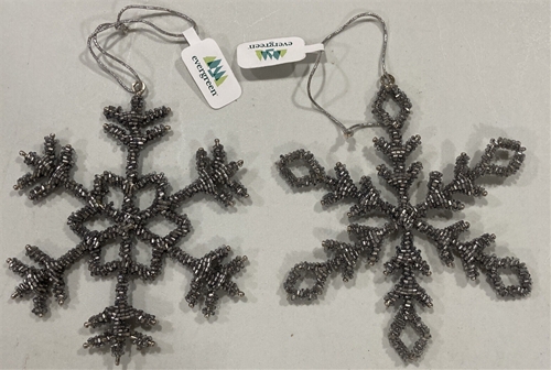Metal Beaded Snowflake Christmas Tree Ornament 2 Assorted *SALE* - 12ct Case