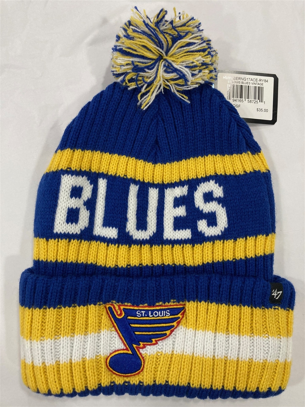 St. Louis Blues Vintage NHL Royal Bering Knit Cuff Pom *NEW*