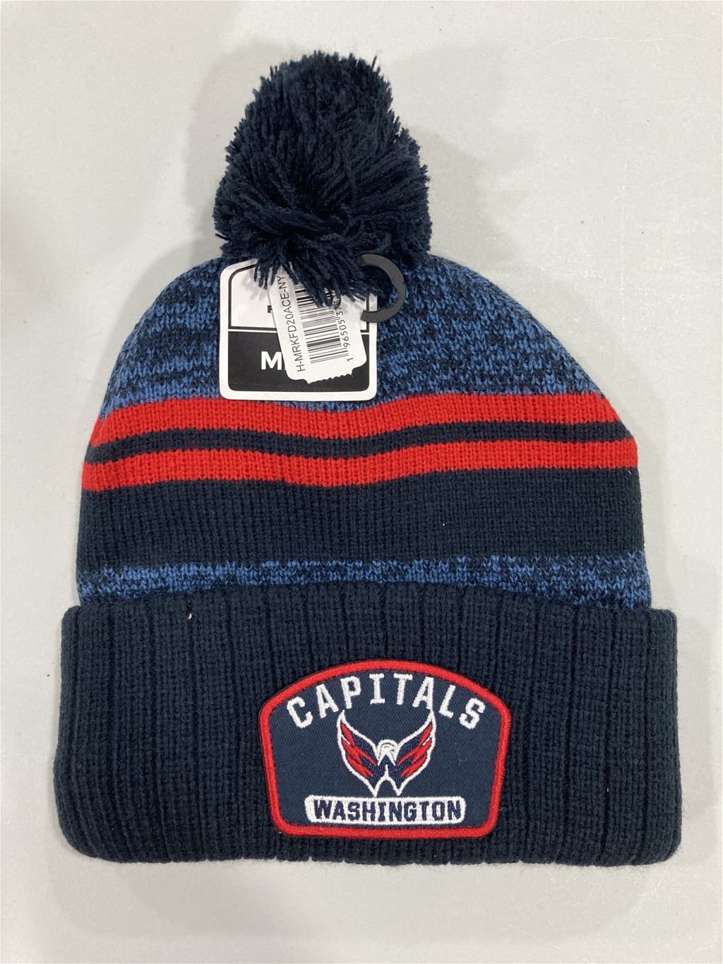  Washington Capitals NHL Navy Mass Rockford Knit Cuff Cap w/ Pom