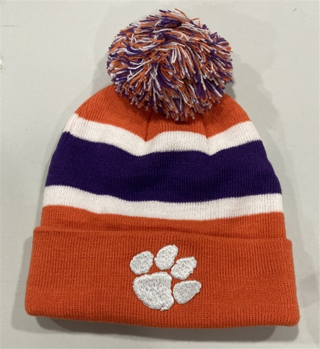 Clemson Tigers NCAA Orange Mass Breakaway Knit Cuff Cap w/ Pom