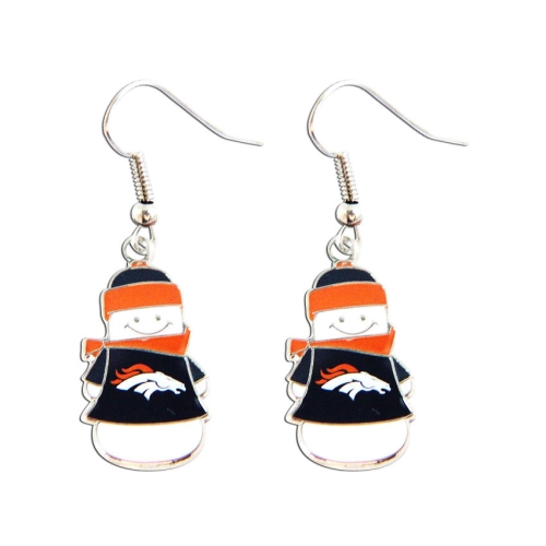 Denver Broncos Snowman NFL Silver Dangle Earrings