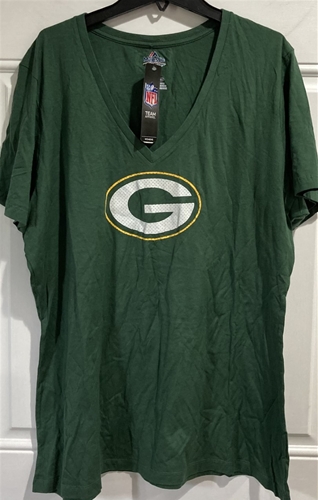Green Bay Packers NFL Dark Green Women's Legendary Look Vneck Tee - Size XXL