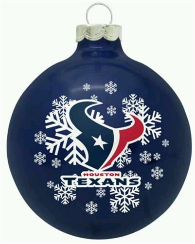 Houston Texans NFL Snowflake Blue Shatter-Proof Ball Ornament - 6ct Case