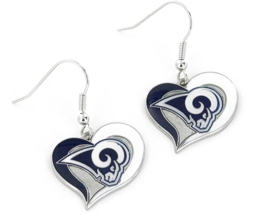 Los Angeles Rams (old) NFL Silver Swirl Heart Dangle Earrings