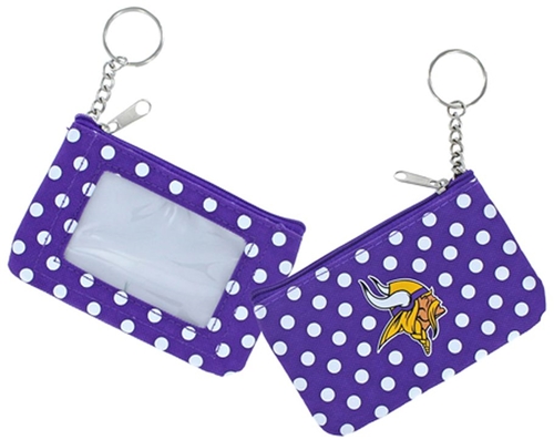 Minnesota Vikings NFL Nylon Polka Dot Coin Purse Key Ring