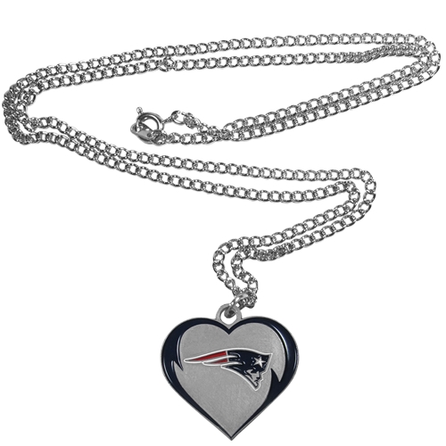New England Patriots NFL Silver Heart Team Pendant Necklace