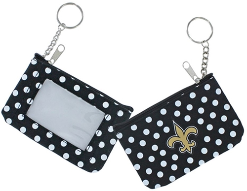 New Orleans Saints NFL Nylon Polka Dot Coin Purse Key Ring