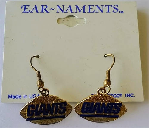 New York Giants Logo Football NFL Gold Dangle Earrings
