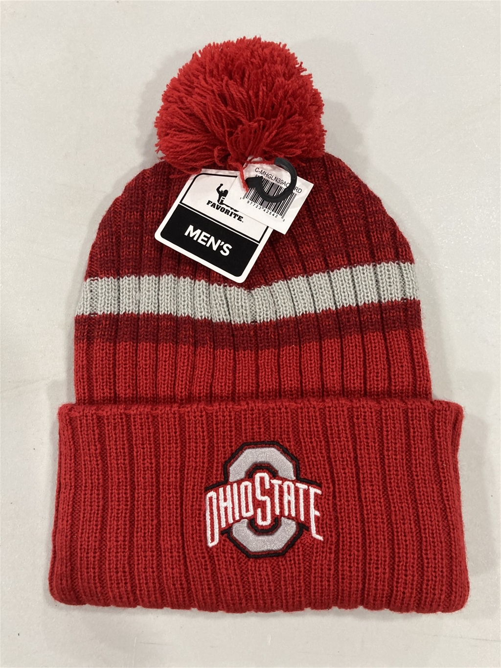 Ohio State Buckeyes NCAA Red Mass Highline Knit Cuff Cap w/ Pom *NEW*