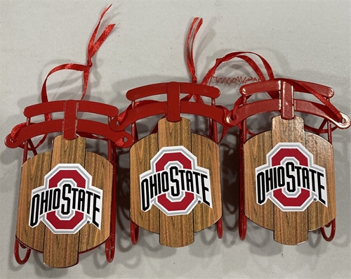 Ohio State Buckeyes NCAA Metal Sled Ornament - IMPERFECT