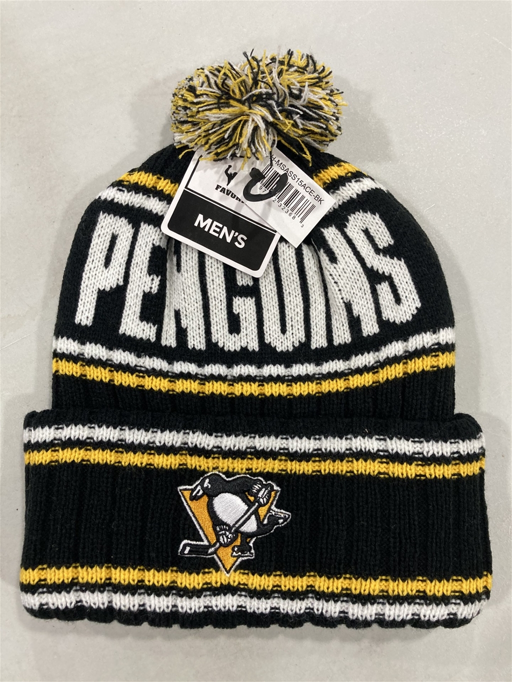 Pittsburgh Penguins NHL Black Mass Saskatoon Knit Cuff Cap w/ Pom