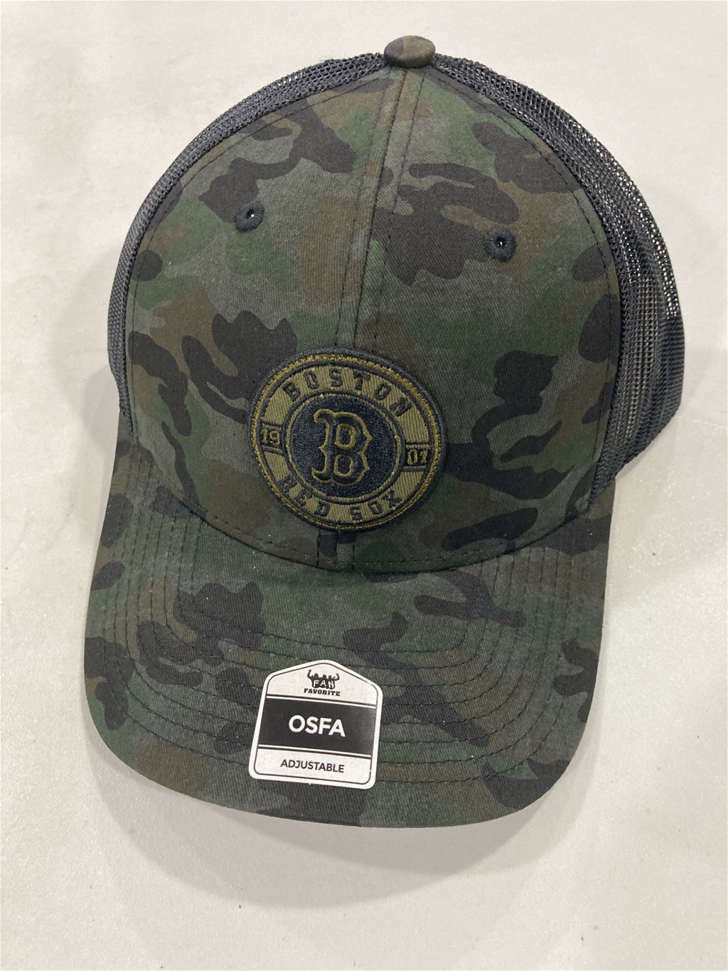 Boston Red Sox MLB Sandalwood Mass Fort Woodland Camo Trucker Snapback Hat *NEW*