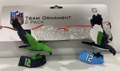 Seattle Seahawks NFL 2 Pack Thematic Resin Ornament Set