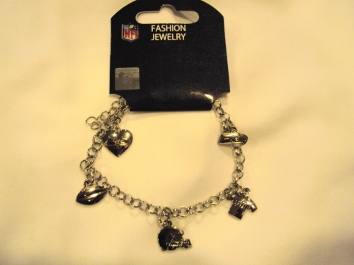 Seattle Seahawks NFL 7.5" Silver Dangling 5 Charm Bracelet