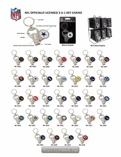 Chicago Bears NFL 3 in 1 Metal Key Chain