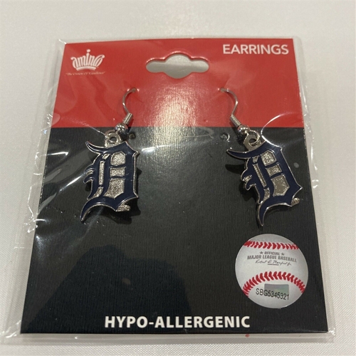 Detroit Tigers MLB Silver Dangle Earrings