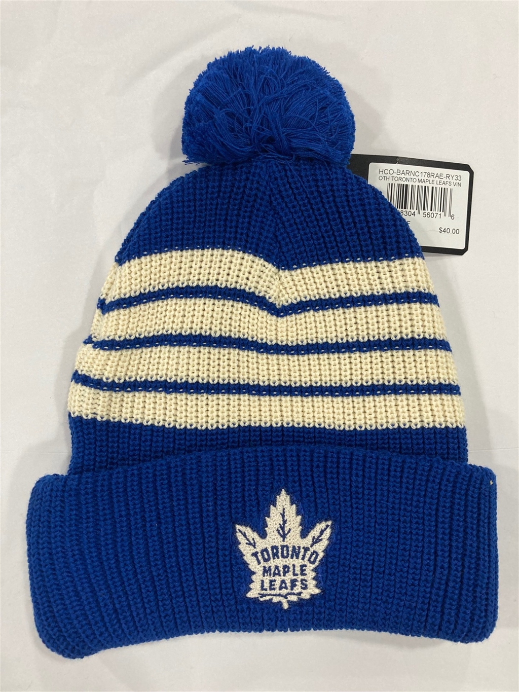 Toronto Maple Leafs OTH Vintage NHL Royal Barn Knit Cuff Pom *NEW*